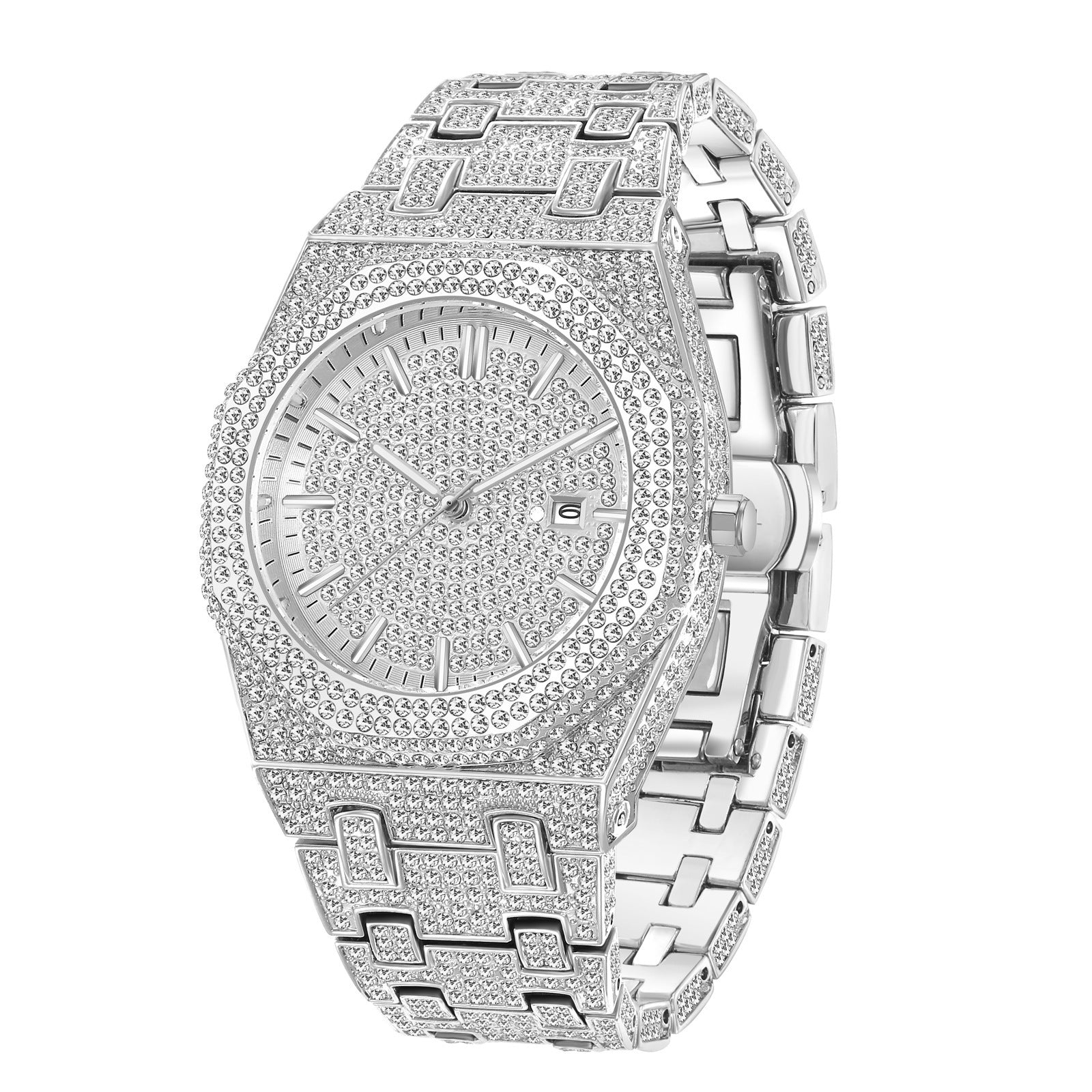 European Hip Hop Full Diamond Arabic Scale Niche Quartz Men's Watch