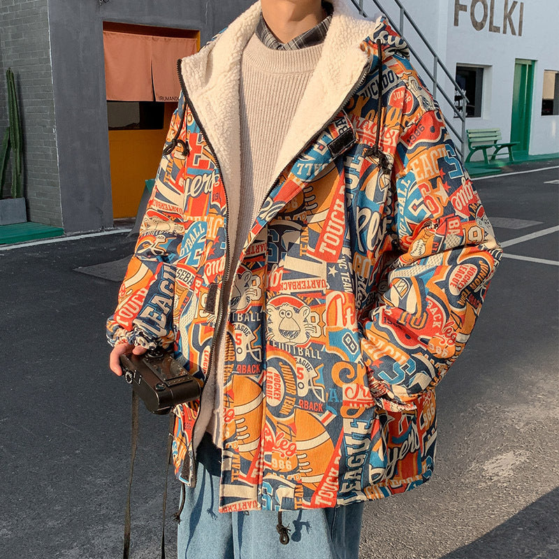 Casual Graffiti Cotton Coat Jacket