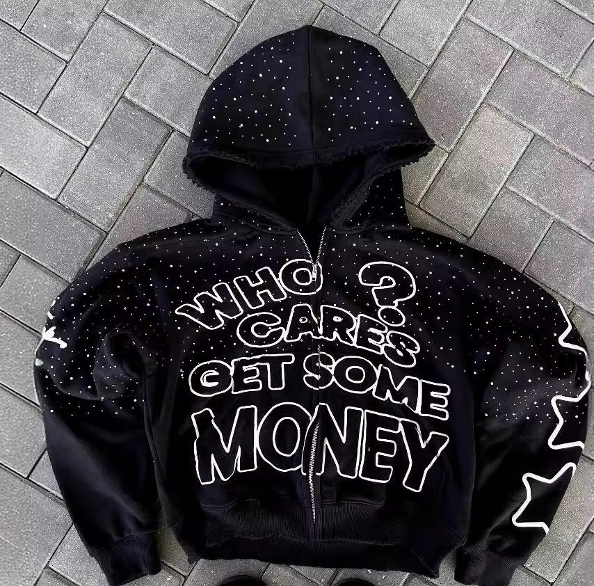High Street Dark Style Letter Print Hoodie