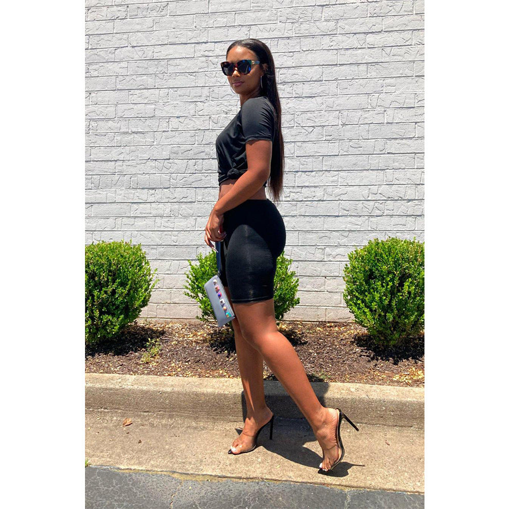 Casual Sports Suit Solid Color Short-Sleeved T-Shirt Shorts Two-Piece Suit