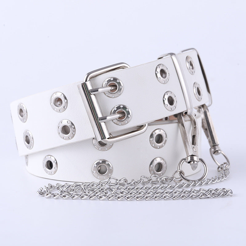 Double Breasted Waistband Chain Versatile