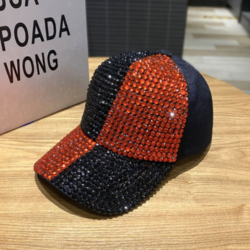 Dual-color Patchwork Diamond Cap Shiny