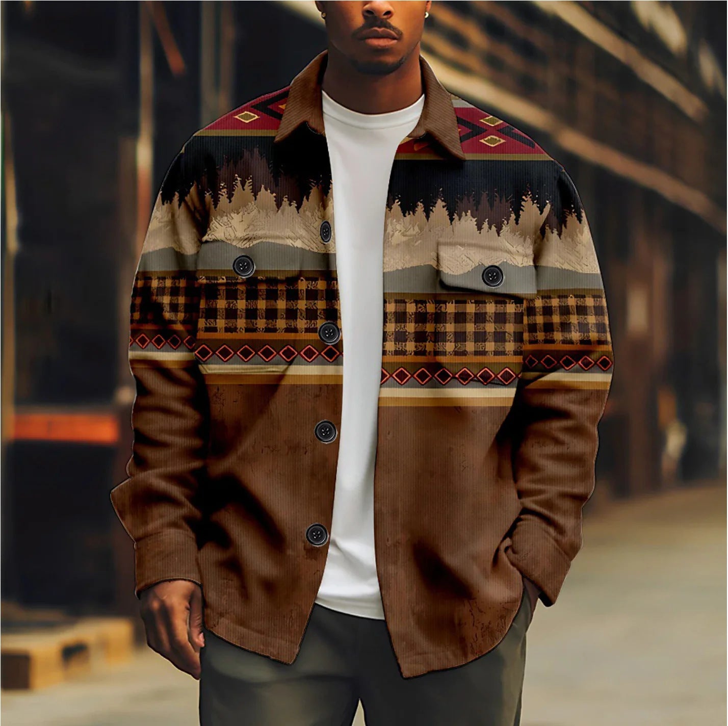 Fashion Individual Casual Printed Men's Jacket