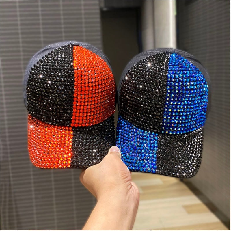 Dual-color Patchwork Diamond Cap Shiny