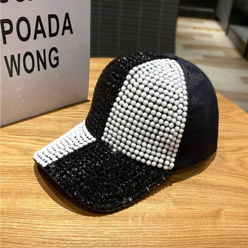 Dual-color Patchwork Diamond Cap Shiny