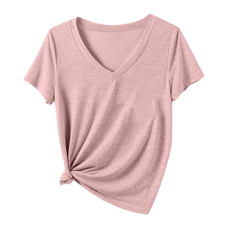 5-Pack Basic V-Neck T-Shirts For Women Summer Soild Color Short Sleeve Everyday Tees