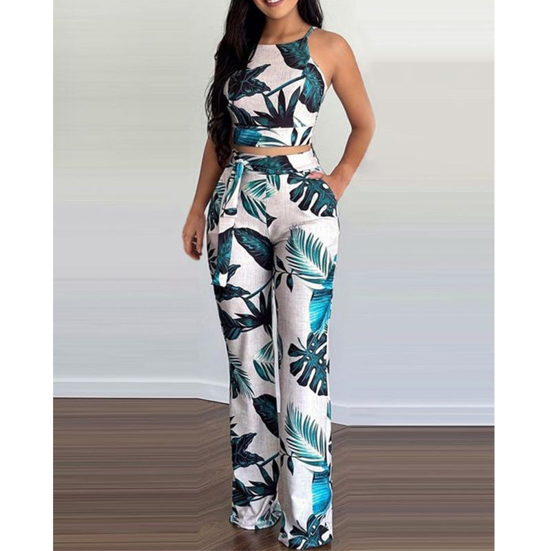 Urban Casual Printed Women's Pants Suit