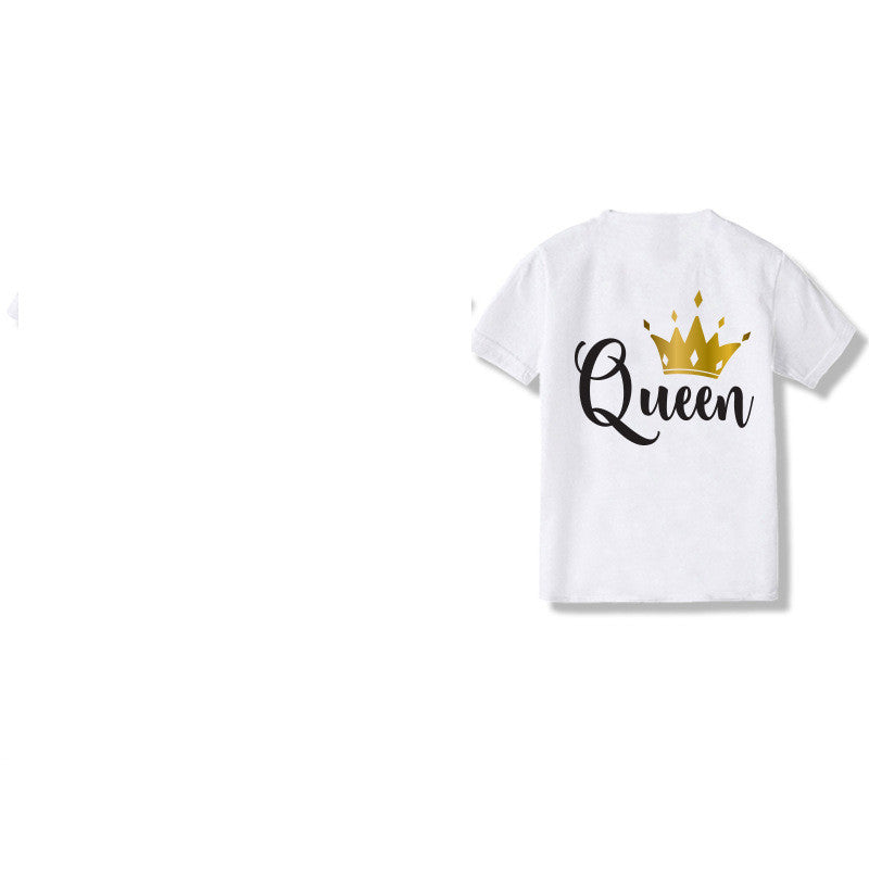 KING QUEEN Couple Men And Women Short Sleeve
