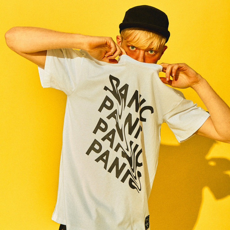 casual street letter printing short-sleeved men's t-shirt cotton men and women with the summer