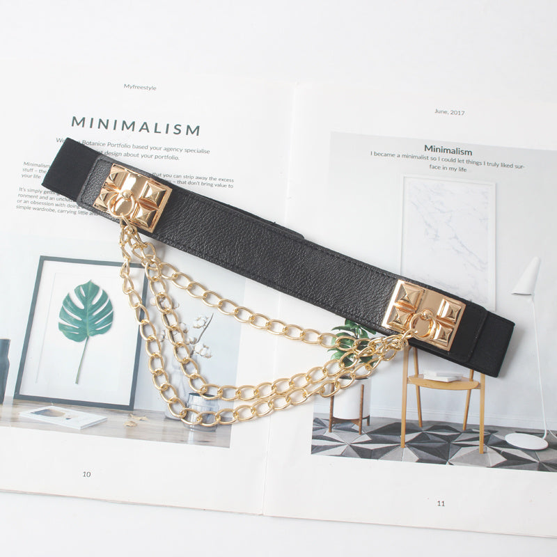 Black Multilayer Iron Chain Belt Belt Waist Belt Waist Chain Girdle