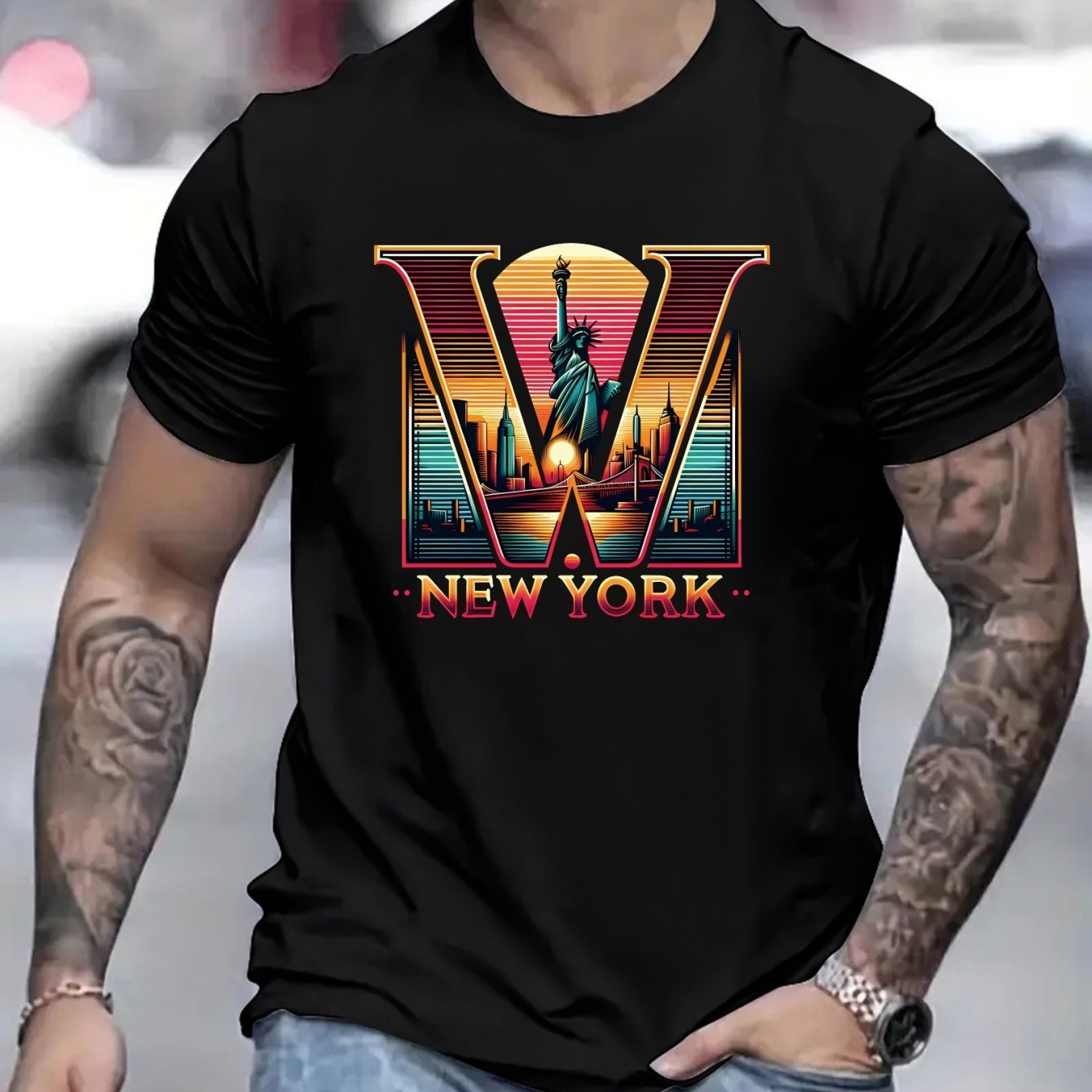 New York Graphic Men's Casual Short Sleeve T-shirt