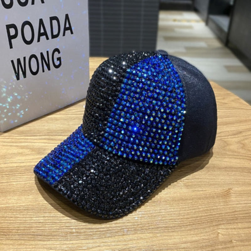 Dual-color Patchwork Diamond Cap Shiny