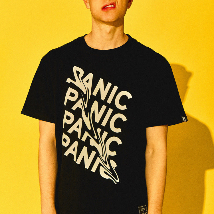 casual street letter printing short-sleeved men's t-shirt cotton men and women with the summer