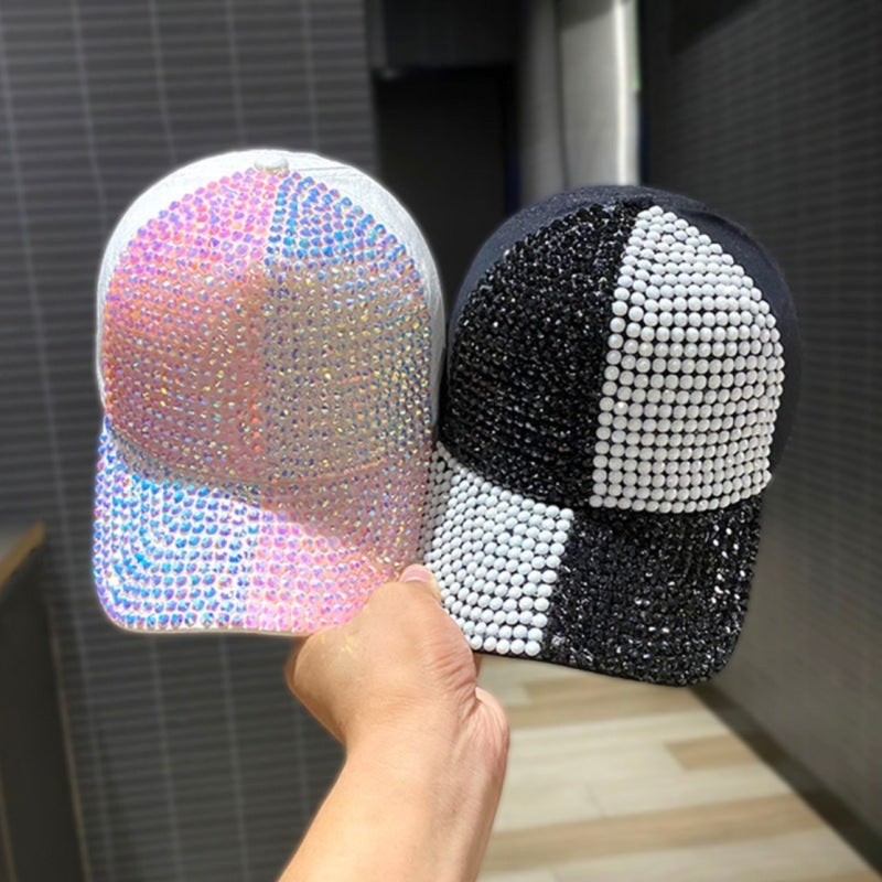Dual-color Patchwork Diamond Cap Shiny