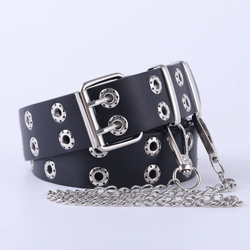 Double Breasted Waistband Chain Versatile