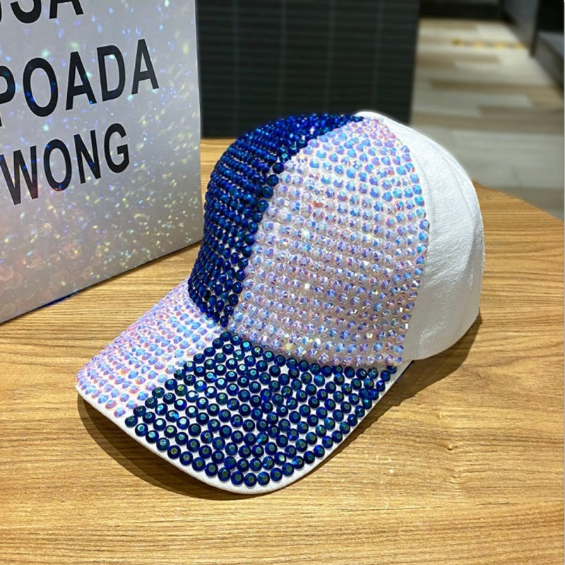 Dual-color Patchwork Diamond Cap Shiny