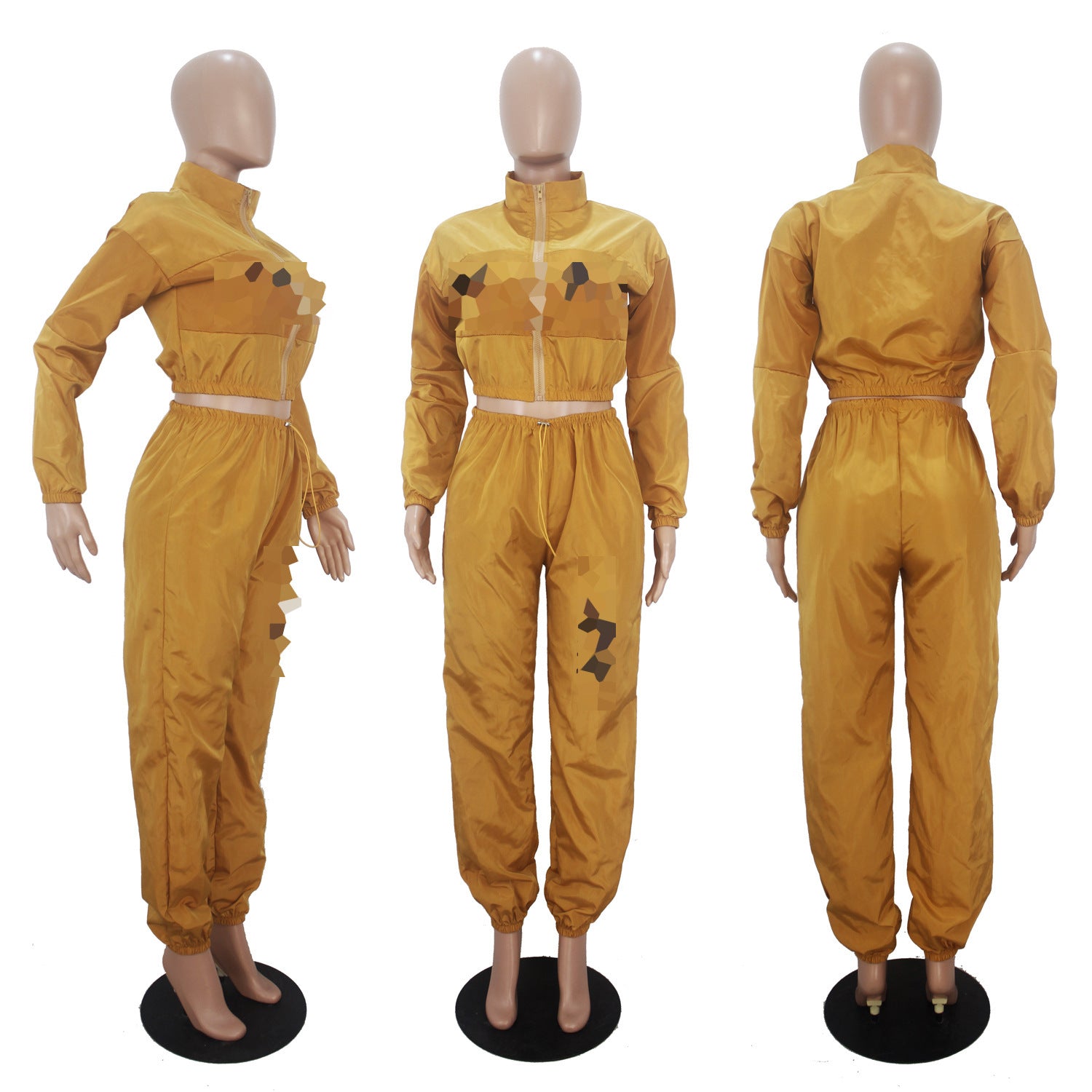 Casual Sports Two-color Stitching Printing Letter Long Sleeve Two-piece Set