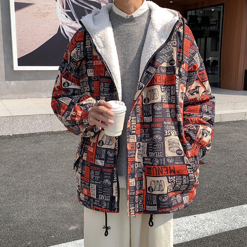 Casual Graffiti Cotton Coat Jacket