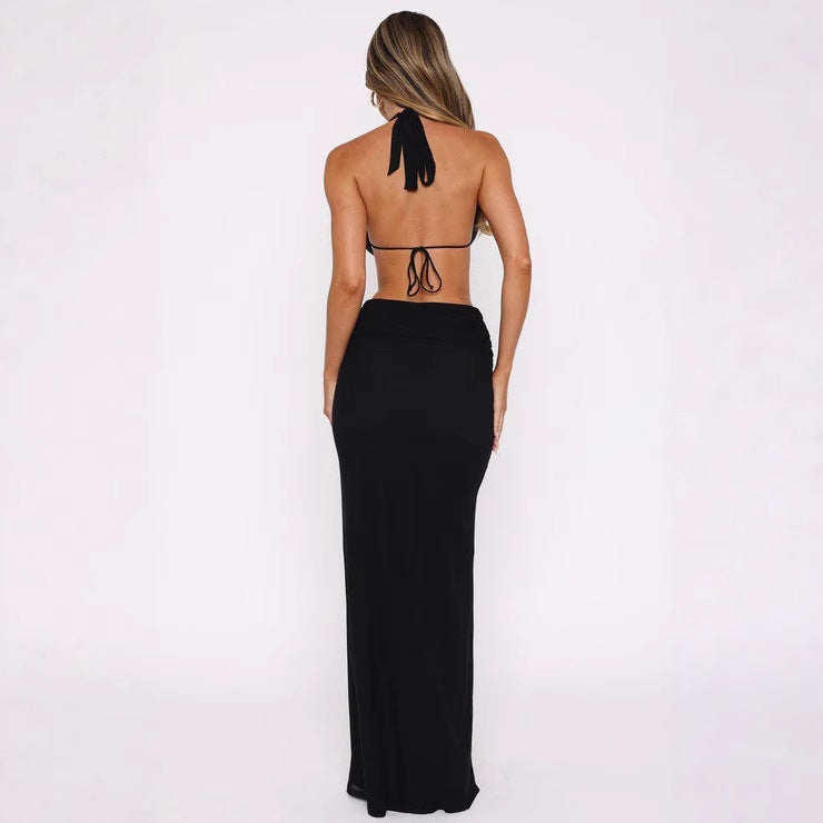 Deep V Midriff Outfit Backless Dress