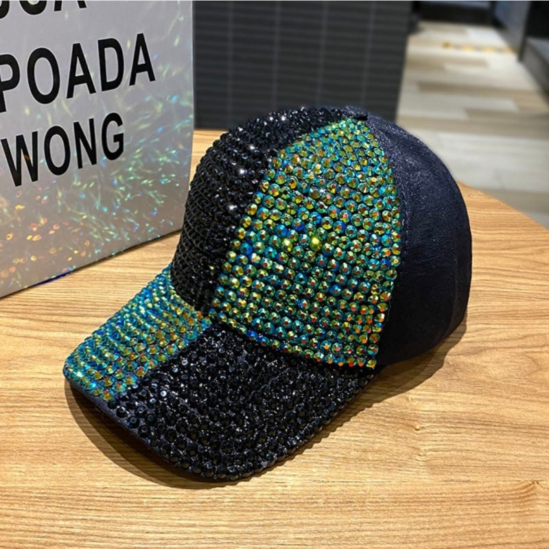 Dual-color Patchwork Diamond Cap Shiny