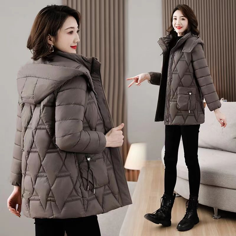 Down Cotton-padded Jacket Women's Mid-length Hooded