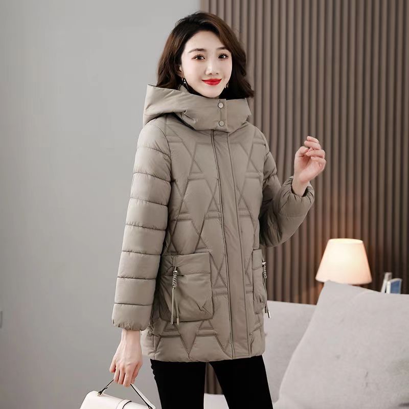 Down Cotton-padded Jacket Women's Mid-length Hooded