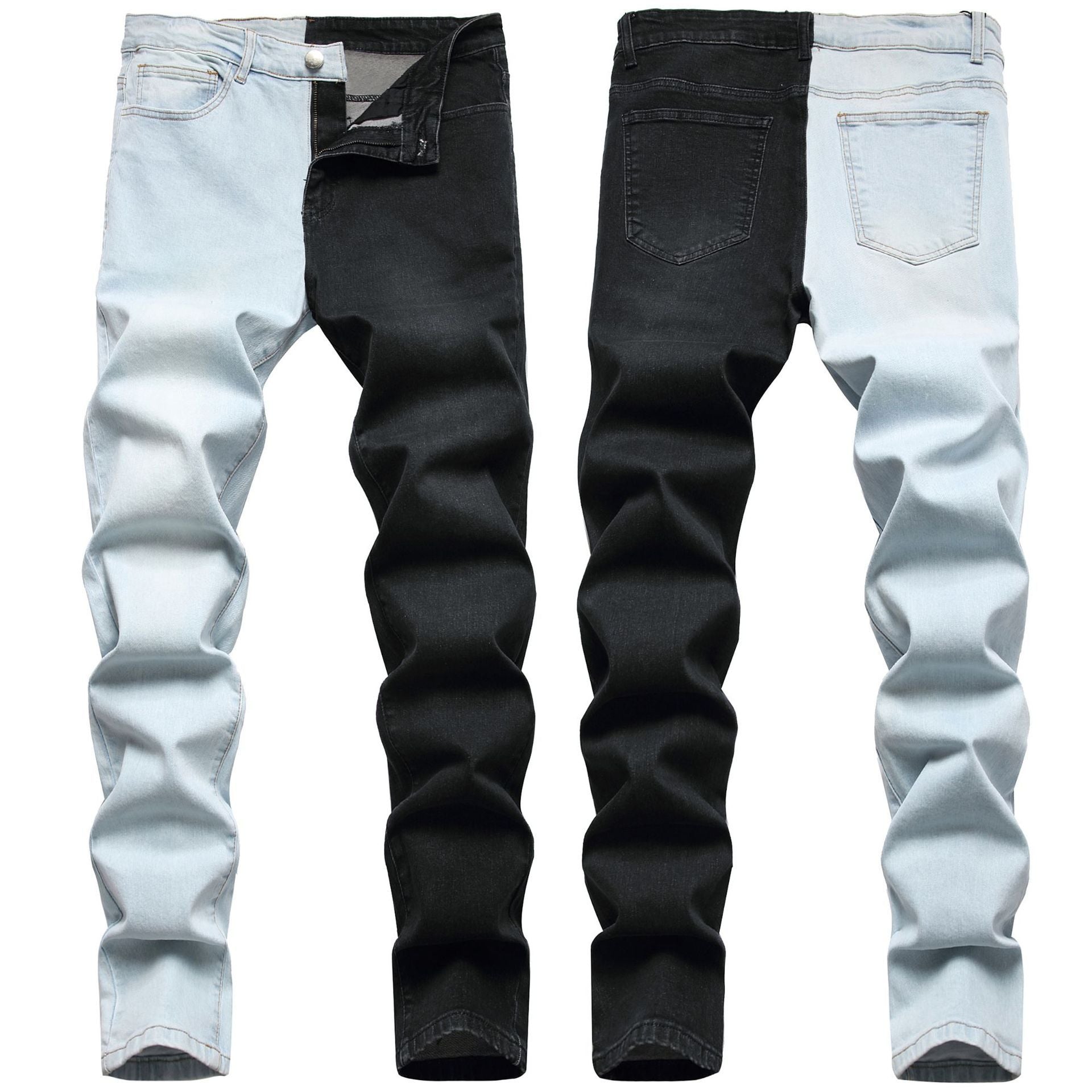 Fashion Stitching Men's Two-color Trend Stretch Jeans For Men