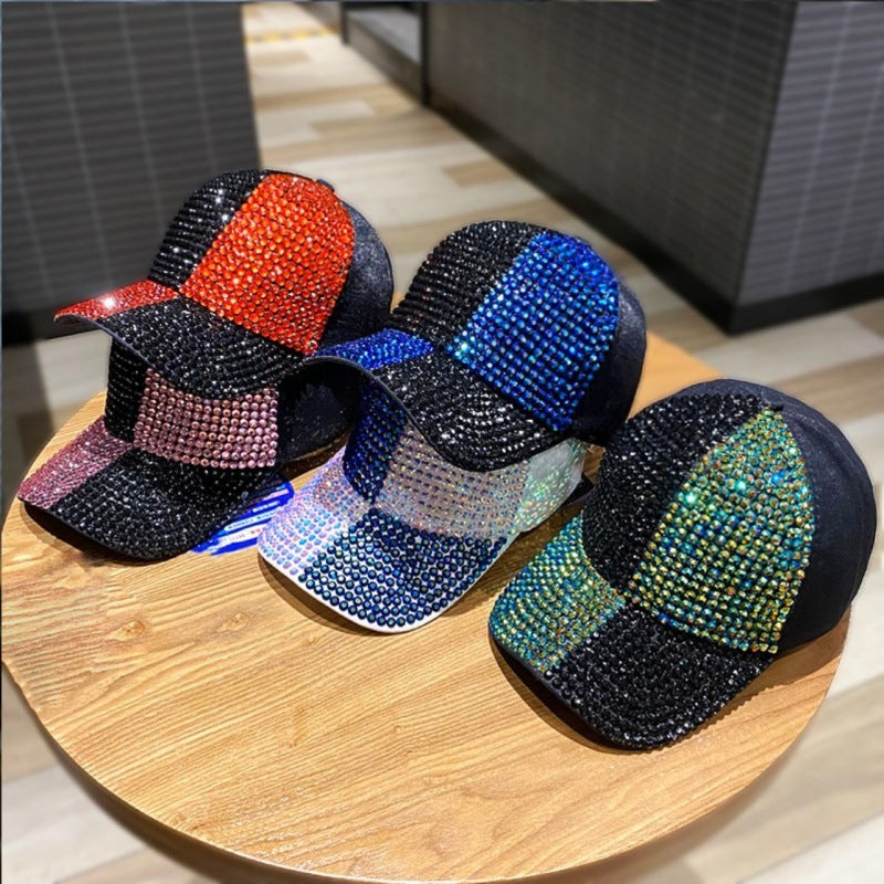 Dual-color Patchwork Diamond Cap Shiny