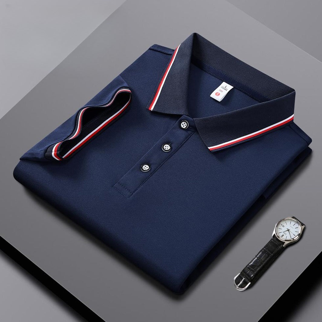 Fashion Is Ice Silk Lapel Short Sleeve Polo Shirt