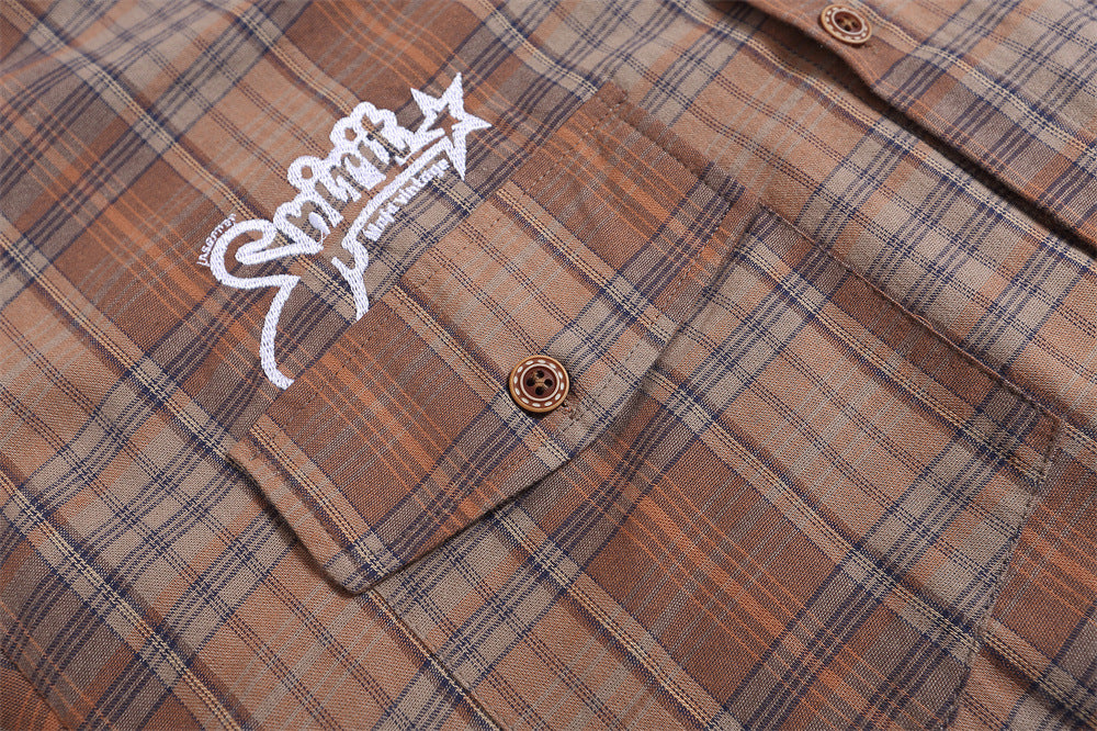 Casual Short Sleeve Plaid Shirt Men