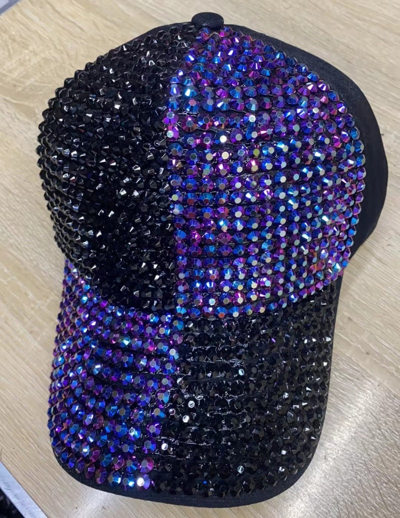 Dual-color Patchwork Diamond Cap Shiny