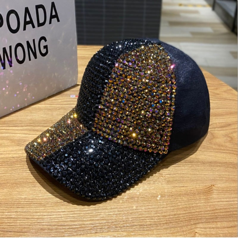 Dual-color Patchwork Diamond Cap Shiny