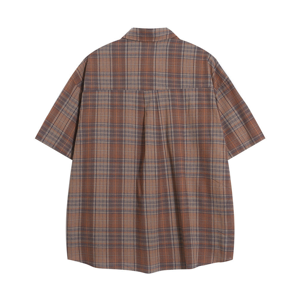 Casual Short Sleeve Plaid Shirt Men