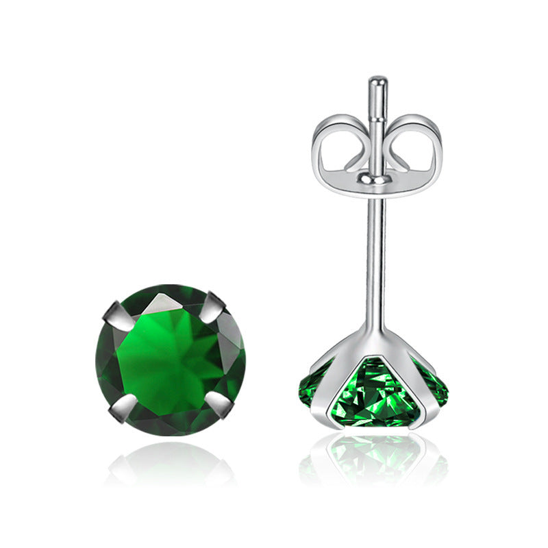 Moissanite Single Diamond Zircon Four-claw Stud Earrings - Urban Stylez Outlet