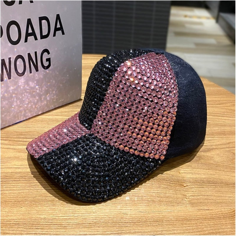 Dual-color Patchwork Diamond Cap Shiny