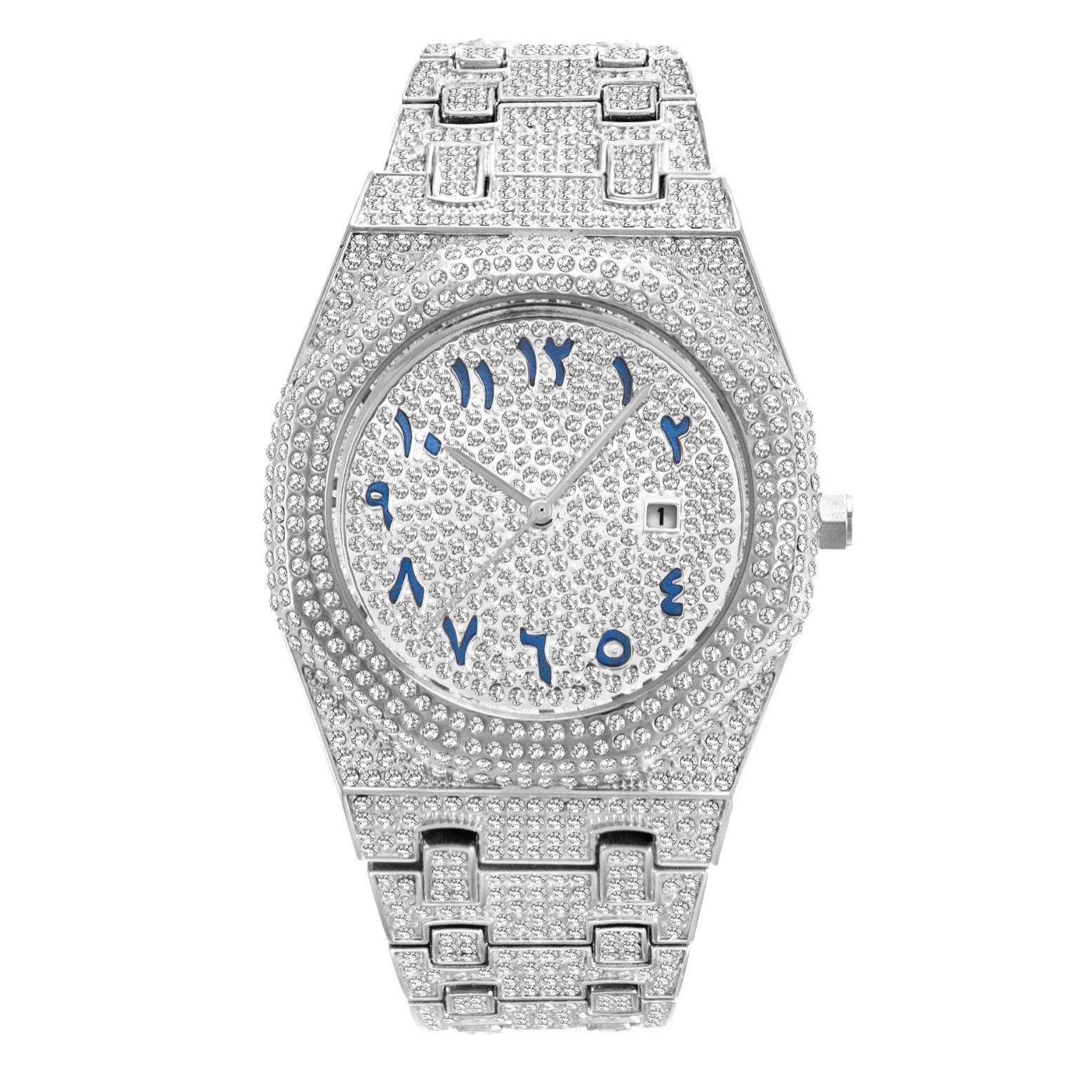 European Hip Hop Full Diamond Arabic Scale Niche Quartz Men's Watch