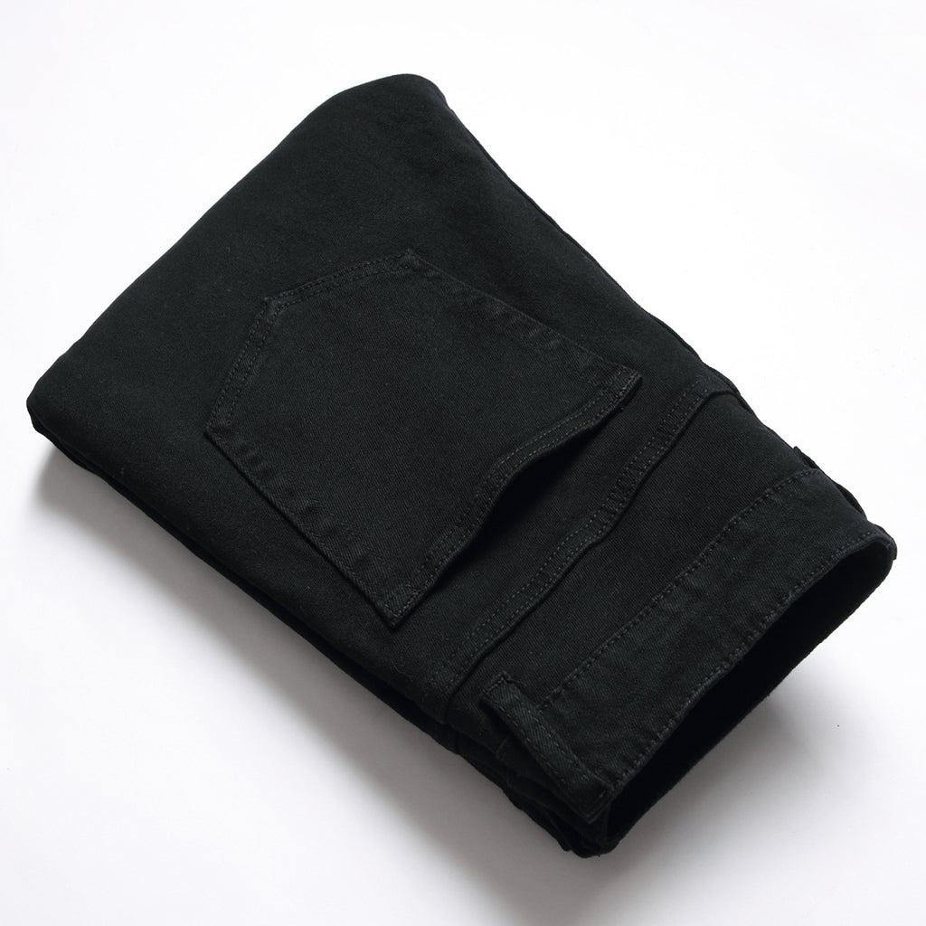 Men's Micro-elastic Black Pants High Quality Fabric Slim-fitting Small Straight