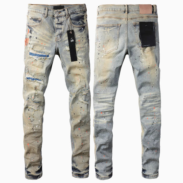 Street Designer Solid Color Retro Hip Hop Fashion Jeans