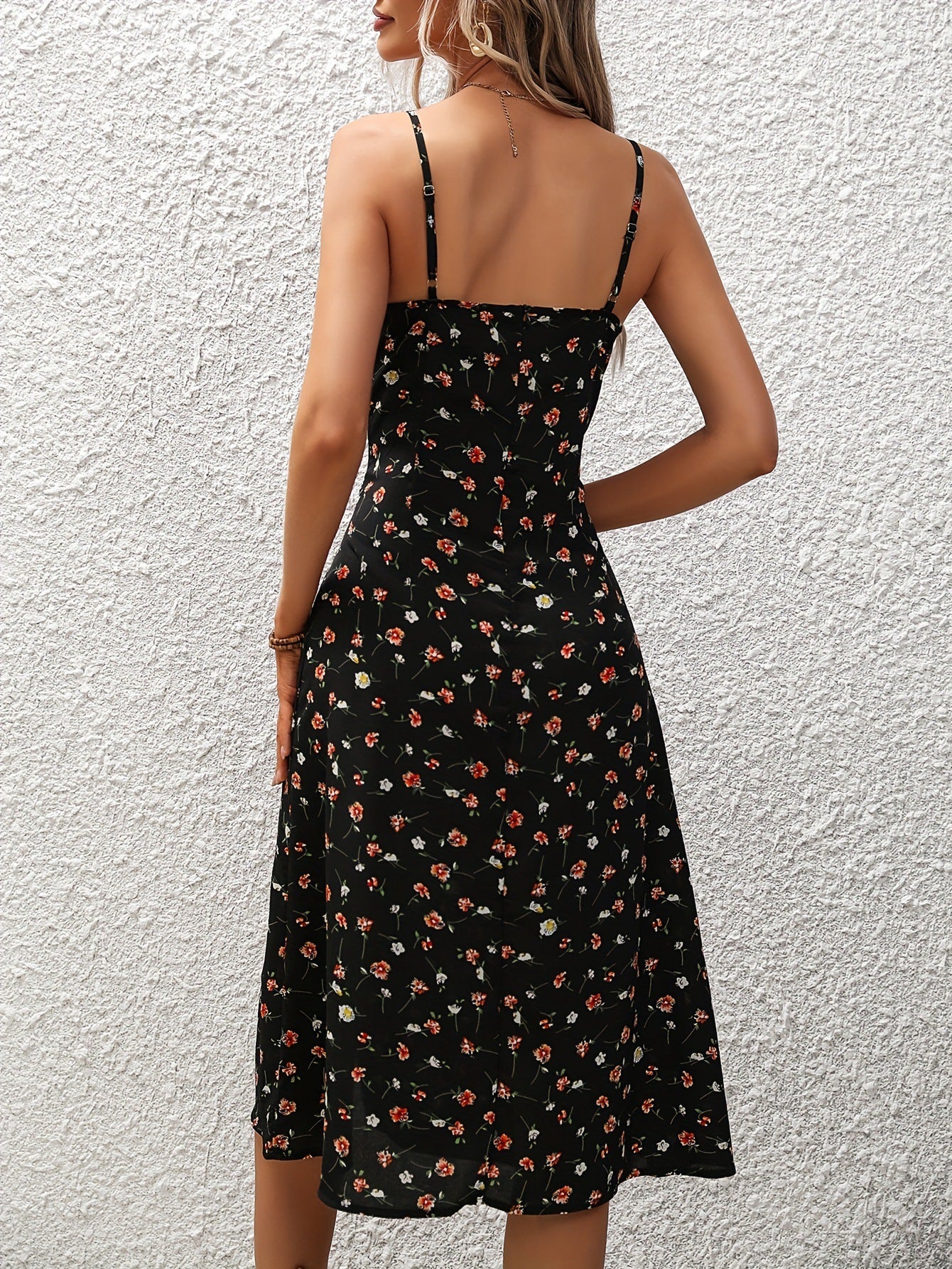 Polka Dot Print Suspender Dress Summer Sexy Split Long Dresses For Womens Clothing