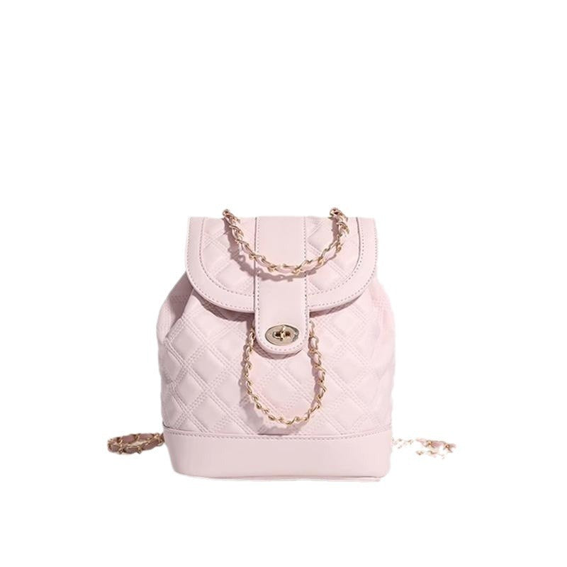 Rhombus Chain Backpack Student Shoulder Handbag