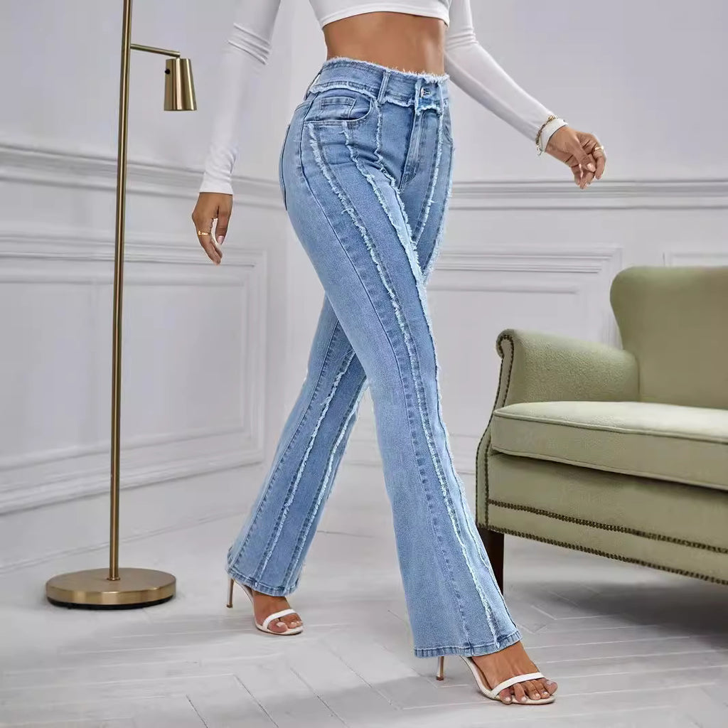 New Slightly Flared Wadding Edge Jeans For Women