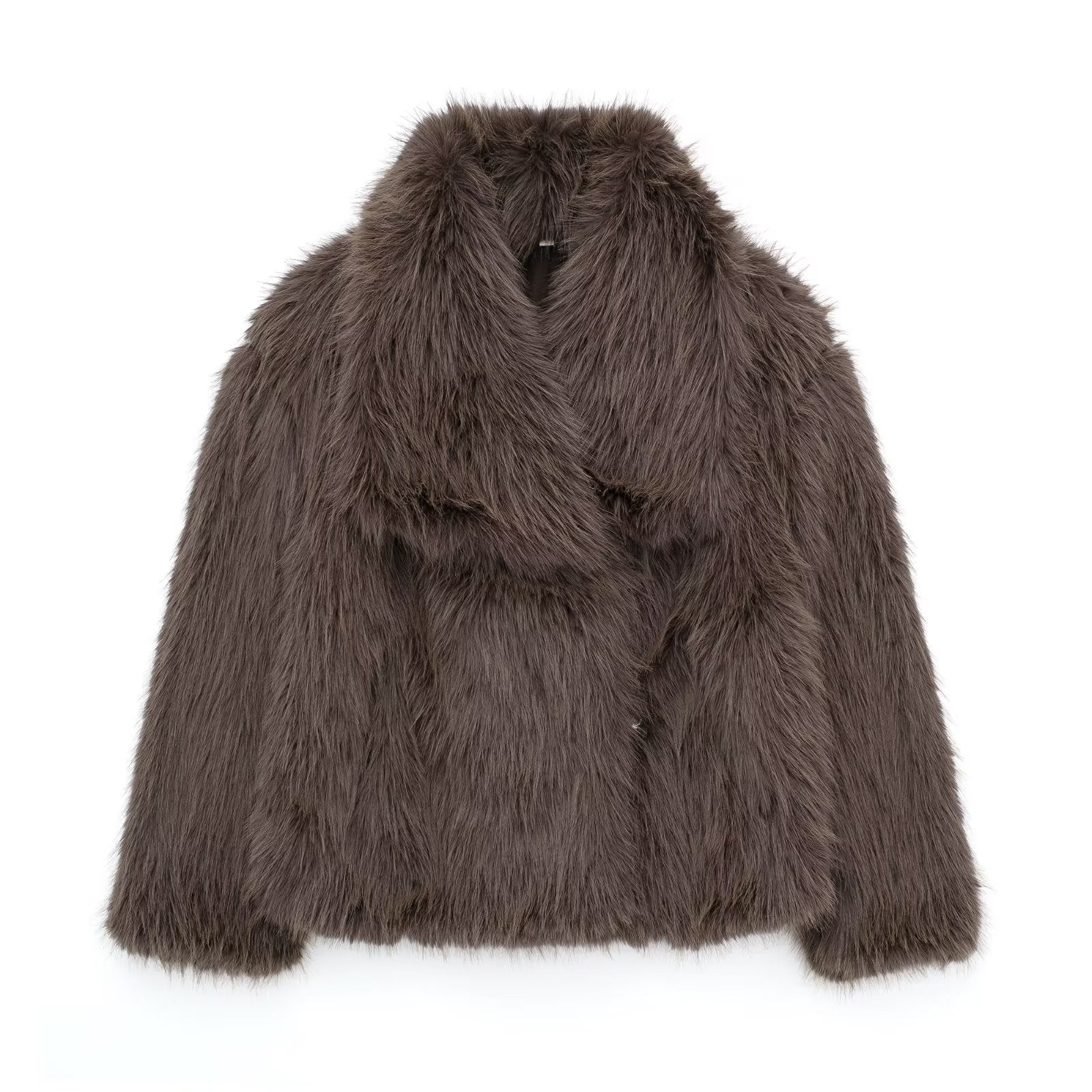 Winter Plush Coat Fashion Warm Thicken Fluffy Lapel Jacket Outwear Casual Long Sleeve Tops Womens Clothing - Urban Stylez Outlet 
