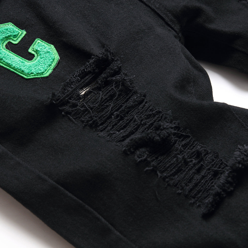 Men's Micro-elastic Black Pants High Quality Fabric Slim-fitting Small Straight