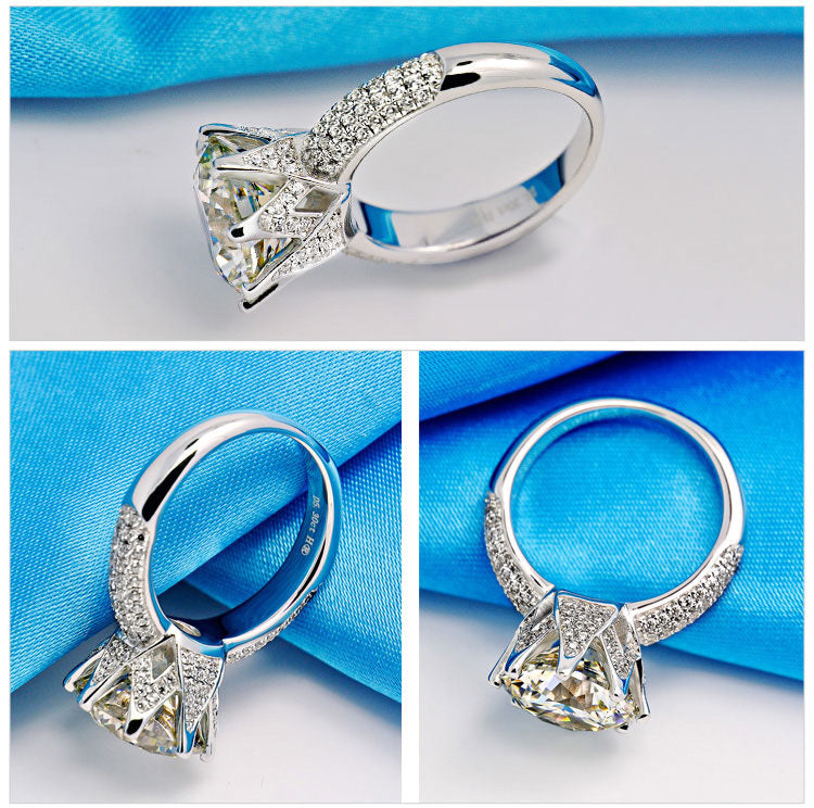 White Gold Plated Female Moissanite Ring