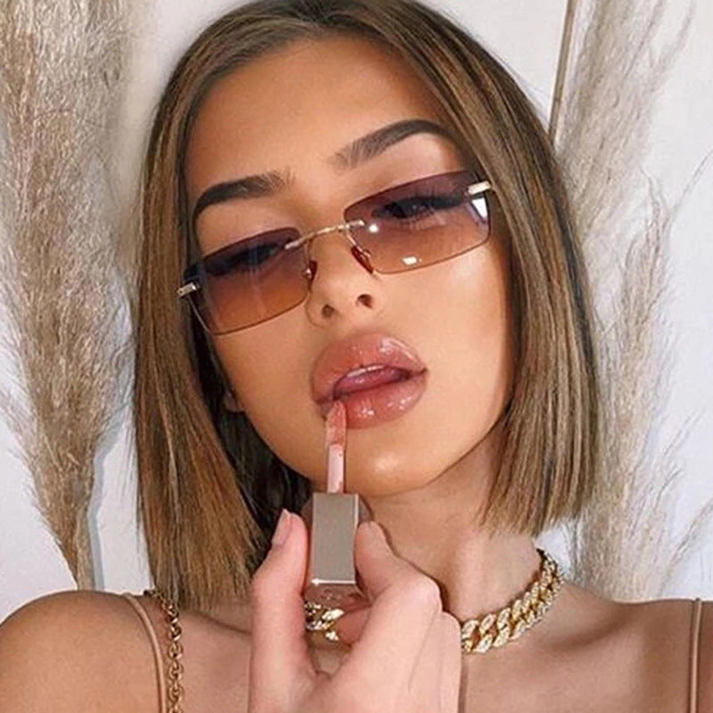 Fashion Rimless Cut-edge Sunglasses Ocean Lens