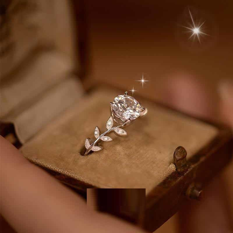 Moissanite Rose Laurel Temperament High-grade Niche Ring