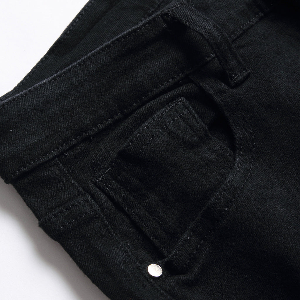 Men's Micro-elastic Black Pants High Quality Fabric Slim-fitting Small Straight