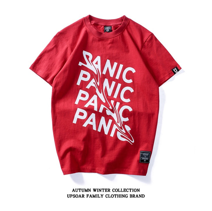 American casual street letter printing short-sleeved men's t-shirt cotton men and women with the summer