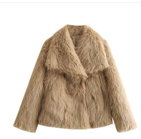 Winter Plush Coat Fashion Warm Thicken Fluffy Lapel Jacket Outwear Casual Long Sleeve Tops Womens Clothing - Urban Stylez Outlet 