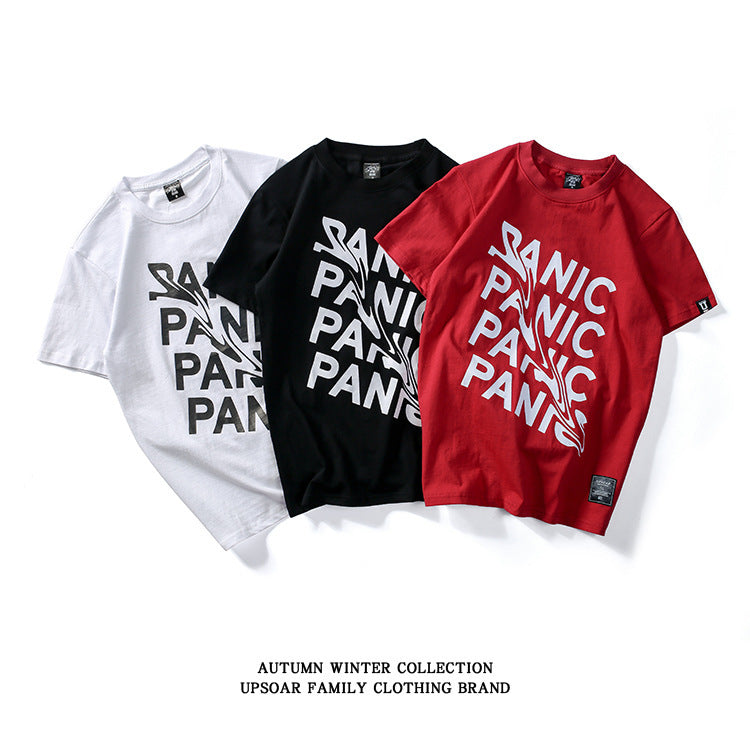 American casual street letter printing short-sleeved men's t-shirt cotton men and women with the summer